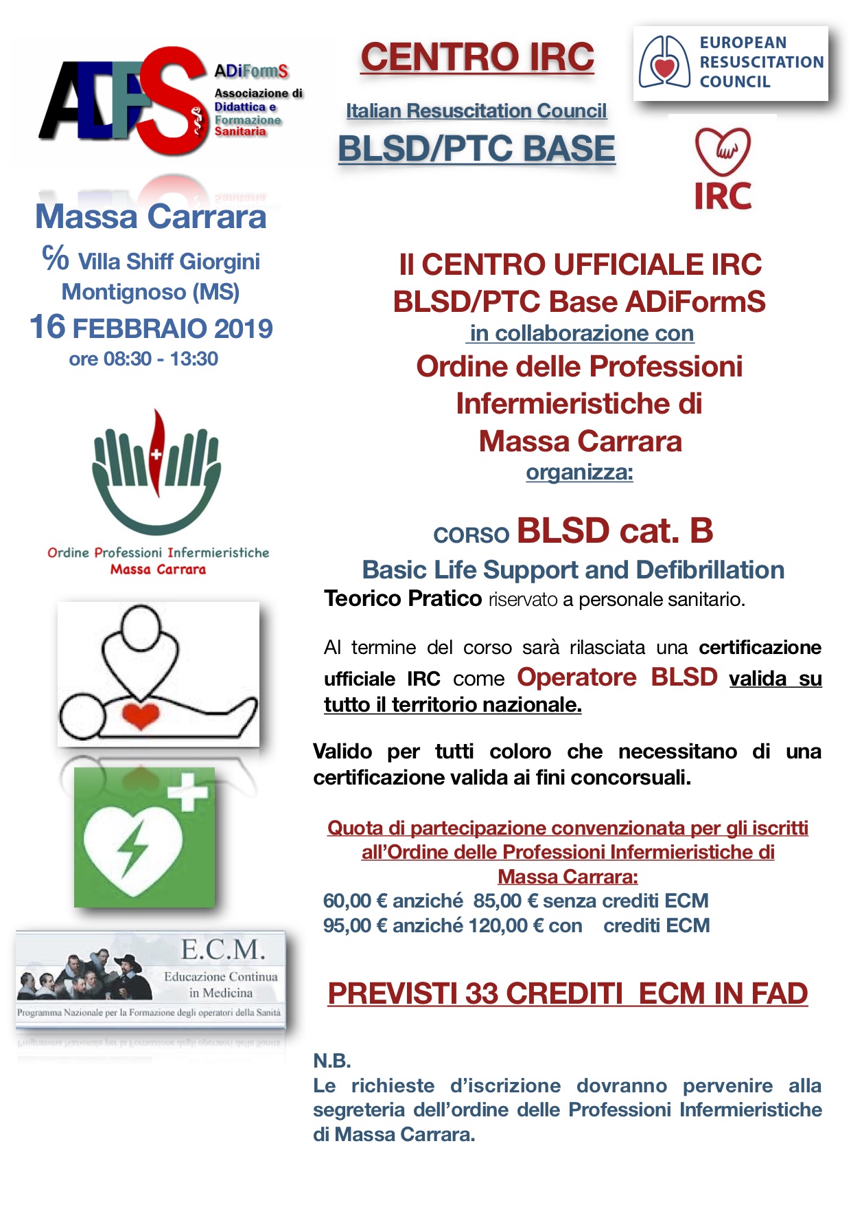 VII EDIZIONE - CORSO BLSD IRC Cat. B - Promosso Dall'Ordine OPI Di ...